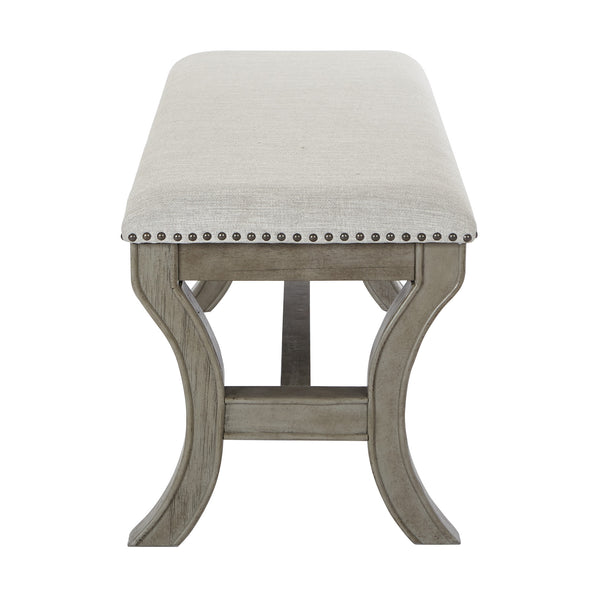 OSP Home Furnishings Monaco 48" Bench Grey Fabric/Antique Grey Base