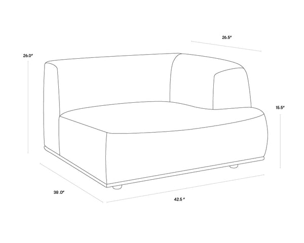 Sunpan Darren Modular Sectional - Creative and Stylish Seating Solution for Modern Living Spaces Today! Right Armchair - 42.5W x 38D x 26H