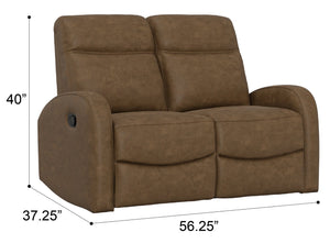 English Elm Beige Manual Reclining Loveseat with Dual Contoured Seats for Compact Living Spaces Brown B361P484466