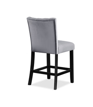 English Elm 2pc Velvet Upholstered Counter Height Chairs with Channel Tufted Back and Solid Wooden Legs, Set Black,Gray 43 L x 21 W x 12 H B011P261180