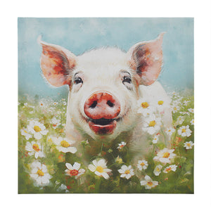 Madison Park Sunshine Animals Casual Pig Canvas Wall Art ID95C-0048 Pig/Green Multi