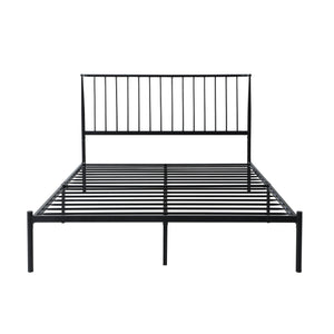 English Elm Metal Queen Platform Bed Matte Powder Coat Angled Headboard Low Profile Frame Black B011P261195