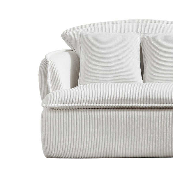 English Elm Convertible Compressed Sofa Chair Ottoman Corduroy Fold-Out Recliner for Small Spaces Dorm Apartments Beige W1036P251805