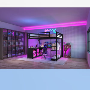 English Elm Metal Twin Xl Loft Bed with L Shaped Desk Wardrobe and Storage for Teens W1580S00417