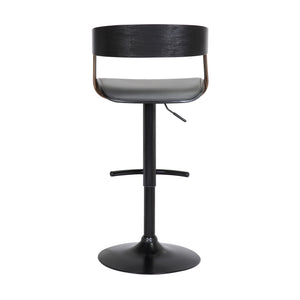 English Elm Larisa Adjustable Swivel Barstool Gray Faux Leather Seat Industrial Metal Frame B2736P464844