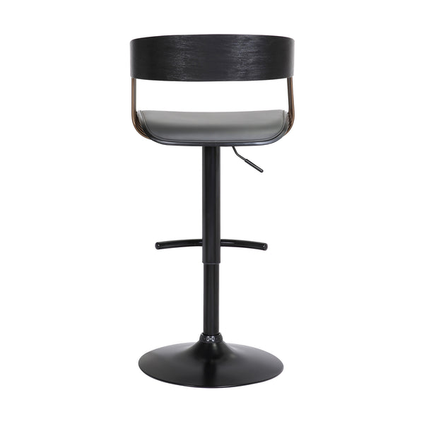 English Elm Larisa Adjustable Swivel Barstool Gray Faux Leather Seat Industrial Metal Frame B2736P464844