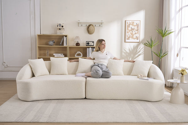 English Elm Compression Foam Curved Sectional Chenille Sleeper Sofa for Modern Living Rooms W2231S00052