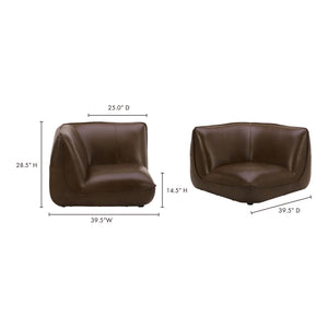 English Elm Zeppelin Top-grain Aniline Leather Corner Chair with Patina-rich Hickory Finish B2769P504212