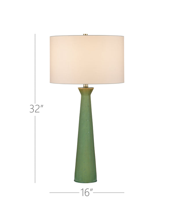 Currey & Company Grassington Table Lamp - Handcrafted Ceramic With Celadon Glaze & Oversized Drum Shade For Elegance Green Ceramic 6000-1042-currey-company