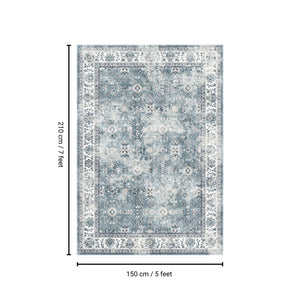 English Elm TOUCAN Silver 5'x7' Washable Non-Slip Area Rug – Low Pile, Durable, Foldable, Kid & Pet Friendly B186P261398