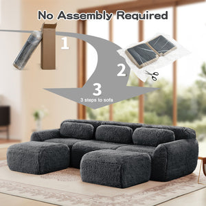 English Elm U-shaped Modular Sectional Sofa Plush Cloud Foam Boneless Build for Home Theater Lounging Dark Grey W714S01551
