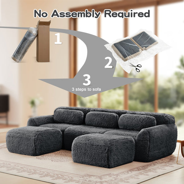 English Elm U-shaped Modular Sectional Sofa Plush Cloud Foam Boneless Build for Home Theater Lounging Dark Grey W714S01551