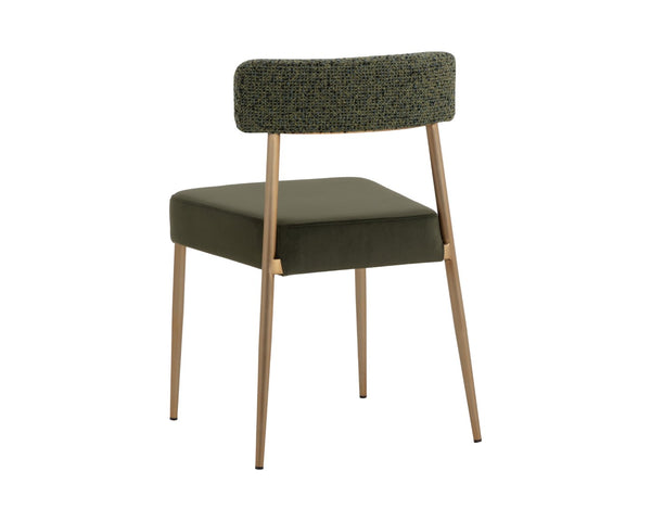 Sunpan ASHWIN Stackable Dining Chair - Contemporary Comfort with Two-Tone Upholstery & Gold Frame Elegance 112290
