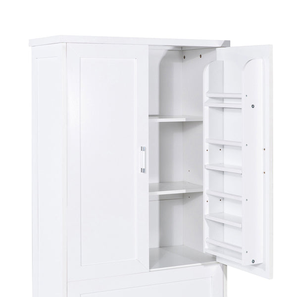 English Elm Tall White Mdf Bathroom Storage Cabinet with Adjustable Shelves and Two Lower Drawers N725S178675K