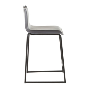 English Elm Mara 26" Modern Counter Stool Set Of 2 In Black Metal & Grey Faux Leather For Chic Spaces B202P222058