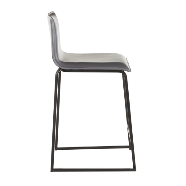 English Elm Mara 26" Modern Counter Stool Set Of 2 In Black Metal & Grey Faux Leather For Chic Spaces B202P222058
