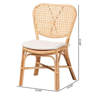 English Elm Modern Woven Rattan Dining Chair with Sculptural Back for Bohemian Coastal Spaces B2750P470034