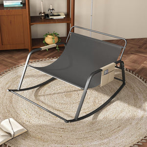 English Elm Rocking Ergonomic Lounge Recliner with Storage & Cushions, All-Weather Breathable Comfort for Patio Off White W2699P324195
