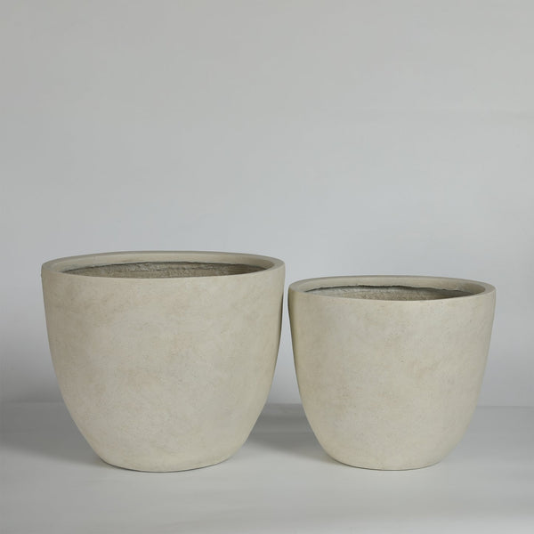 English Elm Round Handcrafted Concrete Planter Set Textured Matte Finish Patio Entryway Garden W347P449342