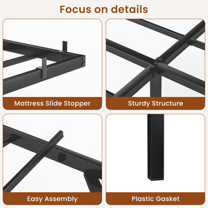 English Elm Floating Bed Frame King Size With Led Lights & Charging Station - Modern Metal Platform Design! W1162P187901