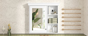 English Elm 30'' Wall-Mounted Medicine Cabinet with Mirror and Adjustable Shelves, Modern MDF Storage Organizer White N710P209425K
