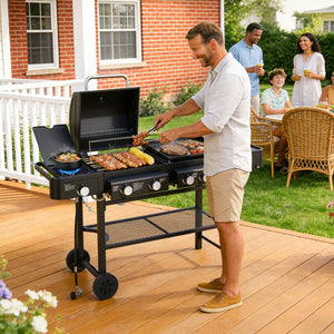 English Elm All-in-one Propane Grill Griddle Combo 745 Sq in 56000 Btu Backyard Cooker W1820P361752