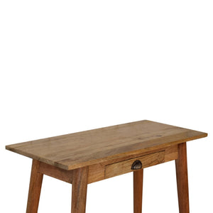 English Elm Solid Wood Mini Nordic Writing Desk - Compact Mango Design With 1 Drawer & Tapered Legs In Light Brown B182P280772-GIGA