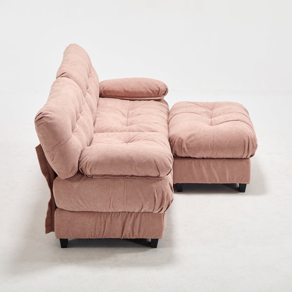 English Elm Modular Cloud Sectional with Ottoman Deep Seat Flannelette Sofa for Living Room Pink W2120S00024