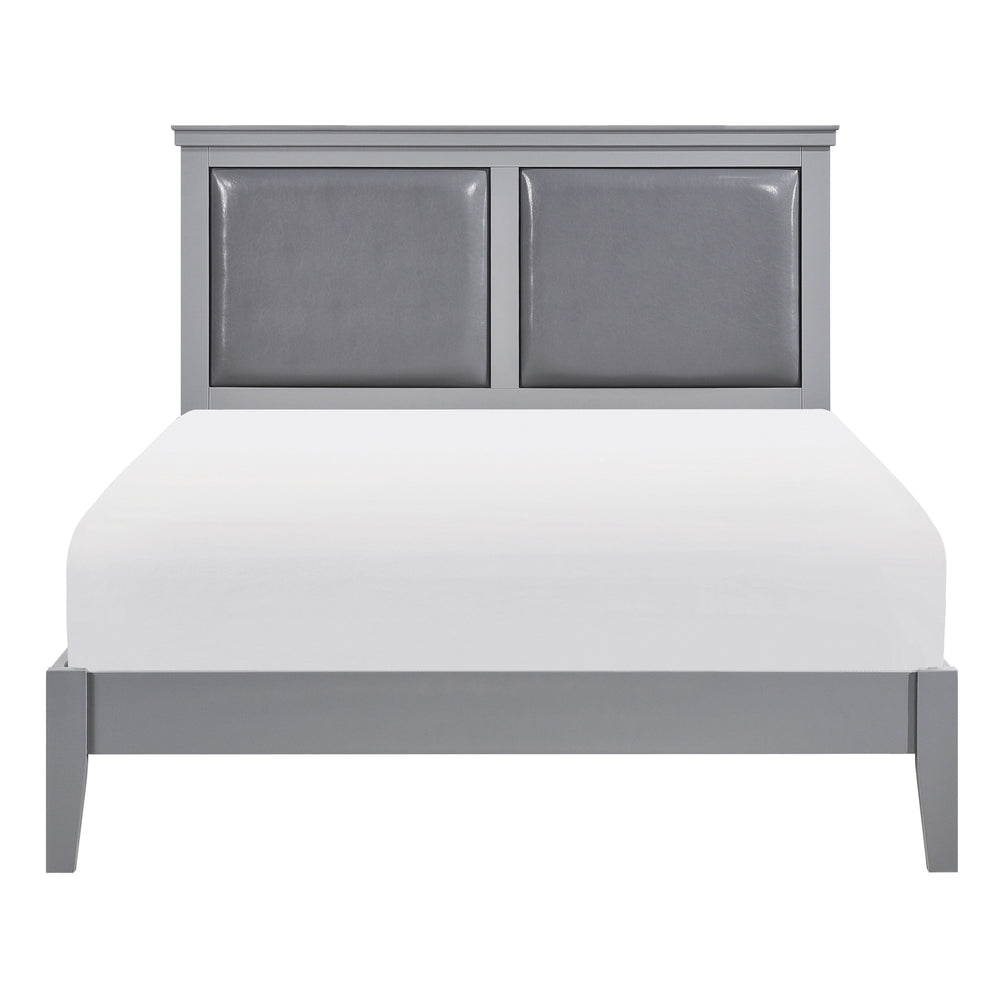 English Elm Classic Gray Eastern King Panel Bed With Upholstered Headboard – Timeless Charm & Comfort For Your Bedroom B011S01321