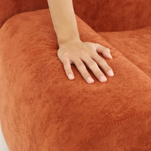 English Elm Wide Chenille Accent Chair Oversized Cozy Seat for Bedroom Living or Studio Spaces Orange W5385P433251
