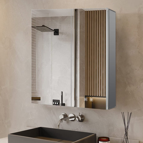 English Elm Corsica Aluminum Led Medicine Cabinet with Defogger Soft Close Doors Bathroom Mirror B2731P477800