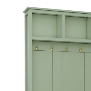 English Elm On-trend Entryway Hall Tree with Gold Hooks Bench Drawers and Shoe Cabinet Storage Mint Green N721S000056M-1