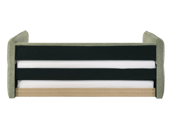 English Elm Luxurious Modern Daybed with Pull-Out Trundle, Button Tufted Upholstery and Nailhead Trim Comfort Elegance Light Green 41.75 L x 41.63 W x 6.38 H B011S01716