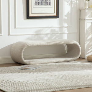 English Elm 52.17"wide Chenille Upholstered Storage Bench Soft Foam Seat Iron Wood Frame Entryway Wheat W3189P425449