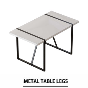 English Elm 55 Inch Industrial Farmhouse 5 Piece Dining Set with Mdf Table and Pu Chairs W2189S00726