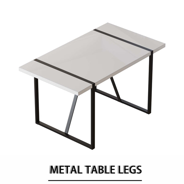 English Elm 55 Inch Industrial Farmhouse 5 Piece Dining Set with Mdf Table and Pu Chairs W2189S00726