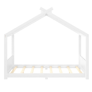 English Elm Twin House Frame Floor Bed Solid Pine Kids Room Montessori Low Profile Play Nook W1580P387839