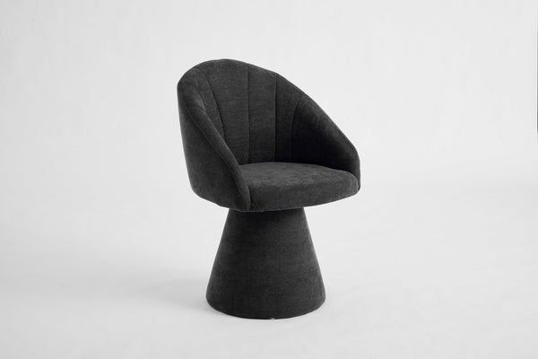 English Elm 068-chenille Swivel Accent Armchair Sculptural Curved Back Upholstered Living Room Seat Gray W527P438695