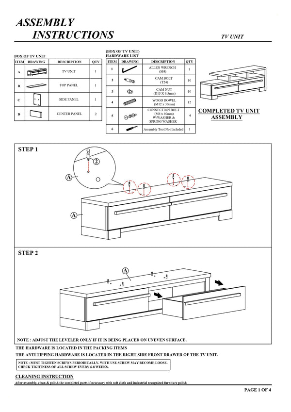 English Elm 1pc Modern Entertainment Console with Industrial Edge, Grey Wood Finish, Open Shelf & Two Drawers Black,White 19.37 L x 72.79 W x 22.48 H B2741P295134