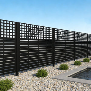 English Elm W48'' Galvanized Steel Outdoor Privacy Panels Powder Coated Slat Fence for Yard Enclosures W1586P455947