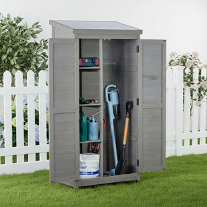 English Elm Outdoor Cedar Wood Vertical Storage Shed with Metal Roof for Garden Tools W2640P262538