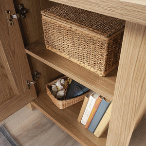 English Elm Night Stand - Rustic Brown Compact Storage Solution With Reversible Door, Ideal For Small Spaces B356P367971