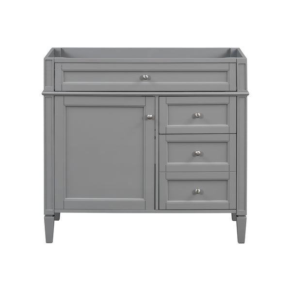 English Elm 36'' Modern Bathroom Vanity Cabinet with Tip-Out Drawer, Adjustable Shelf, Smooth Metal Slides, Solid Wood Frame Grey N710P186084E
