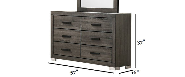 English Elm Modern Rubberwood Dresser with Full Width Bar Handles Gray Grain Finish Bedroom B011P447481