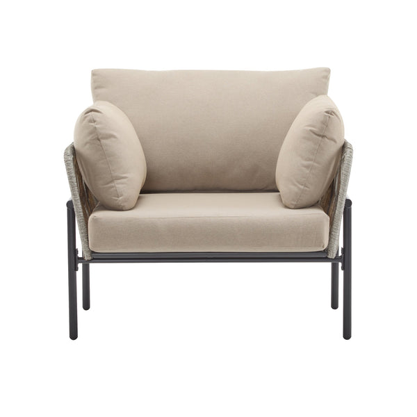 English Elm Christopher Knight Home® - [Set Of 2] 36" Beige Iron Lounge Chairs With Plush Cushions & Rope Weave, Perfect For Indoor/Outdoor N767P237035G_2