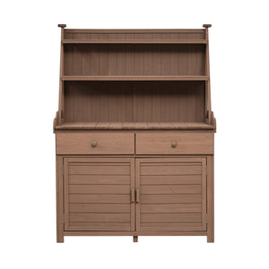 English Elm [Assembly 65inch Garden Potting Bench Table Fir Wood Workstation with 3-Tier Shelves Drawers Cabinet for Organization and Durability Brown N717P220217D