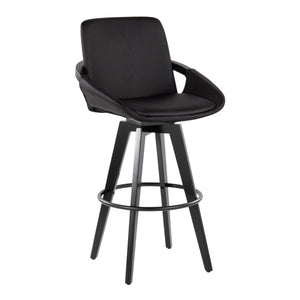 English Elm Fixed-height Swivel Barstools Upholstered Grey Fabric Black Wood Legs Kitchen Set of 2 B202S01896