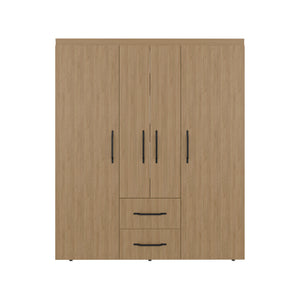 English Elm Armoire Elma Petunia Six Leg Wardrobe with Rods Shelves and Drawer Storage Beige B092S00301