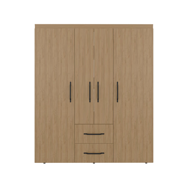 English Elm Armoire Elma Petunia Six Leg Wardrobe with Rods Shelves and Drawer Storage Beige B092S00301