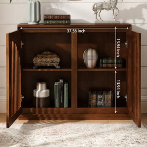 English Elm Mid Century Modern Fluted Sideboard Cabinet With Outlet Holes - Stylish Storage For Living Spaces W1801P362150
